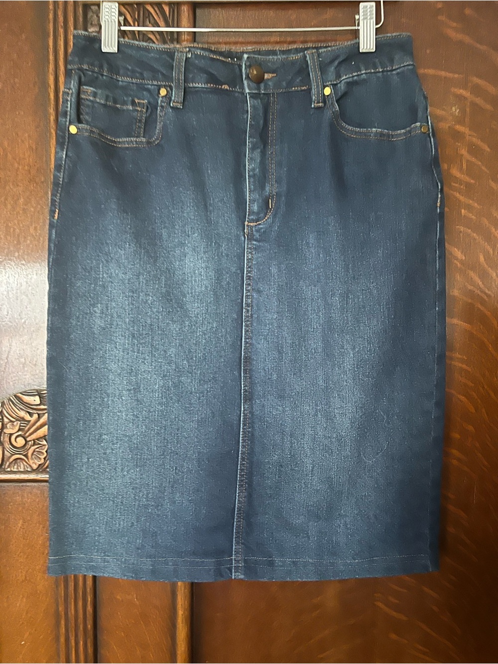 d. jeans Dark Blue Denim Midi Pencil Skirt